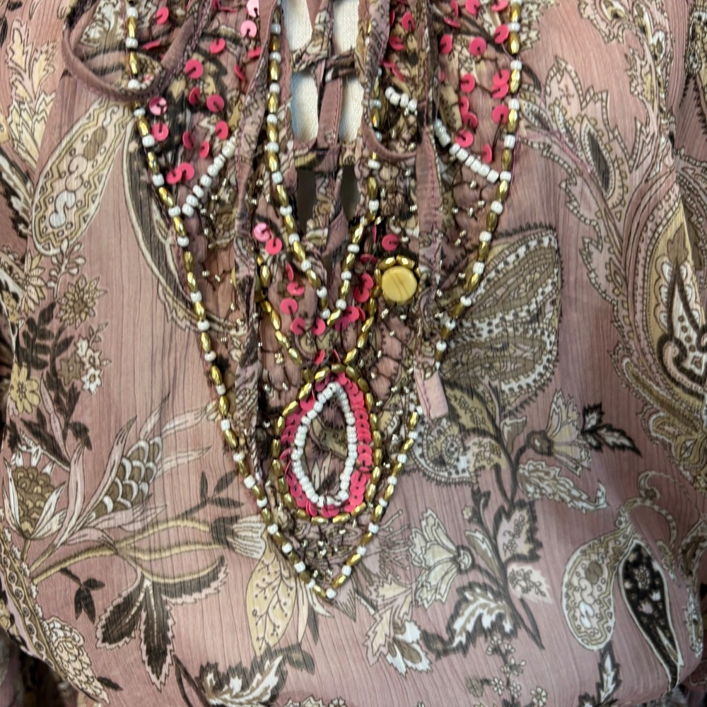 Neha Beaded Boho Tunic Mini Dress Paisley Festival Coachella Size M - Picture 4 of 8